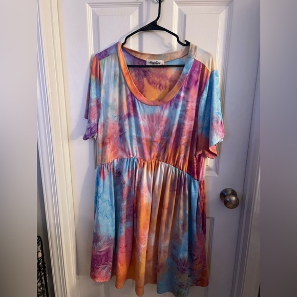 Chic Soul Another Setting Sun Dress, Orange-Purple Size 1x - Picture 5 of 6